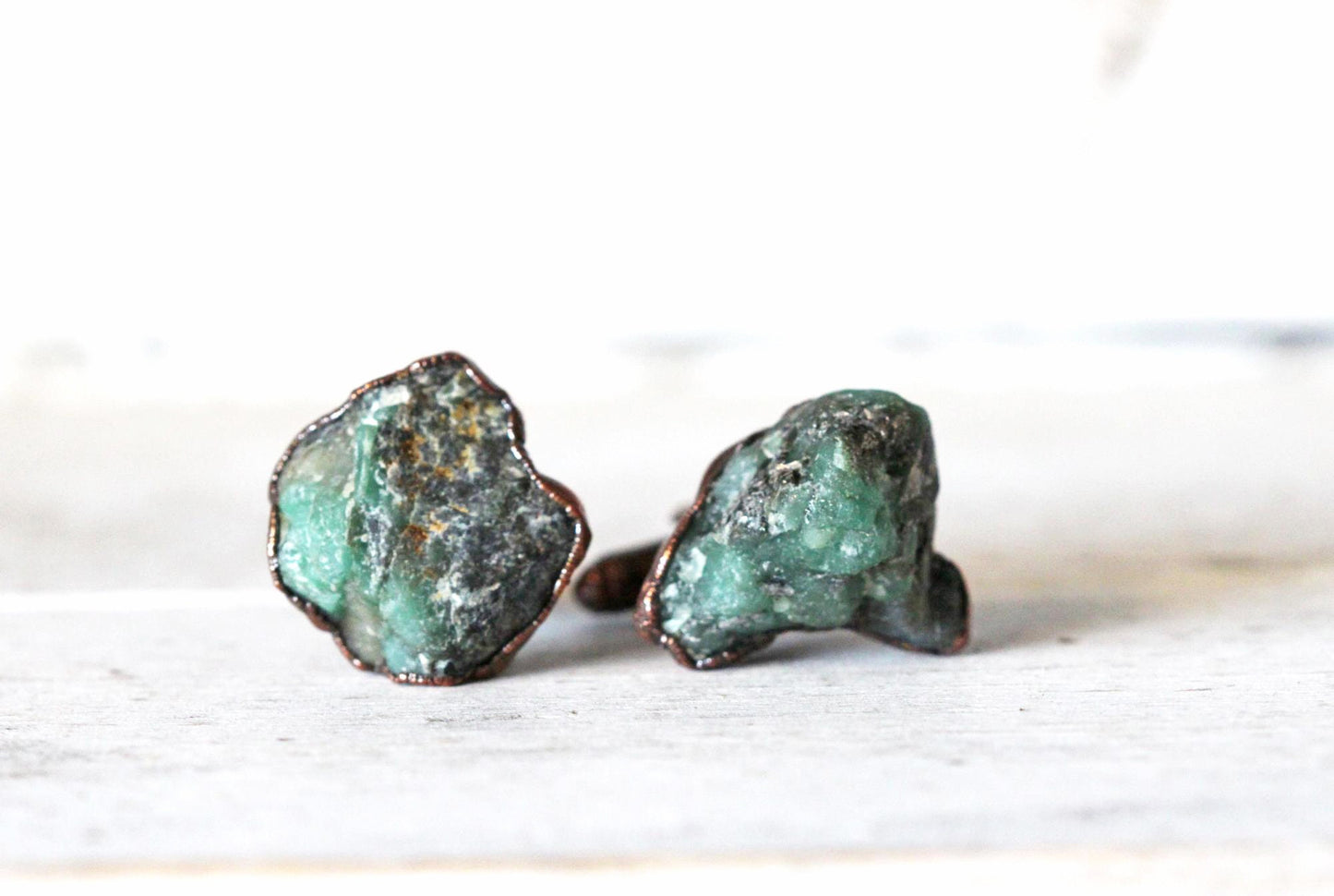 Emerald Cuff Links - Groomsmen Gift - Raw Stone Jewelry for Men