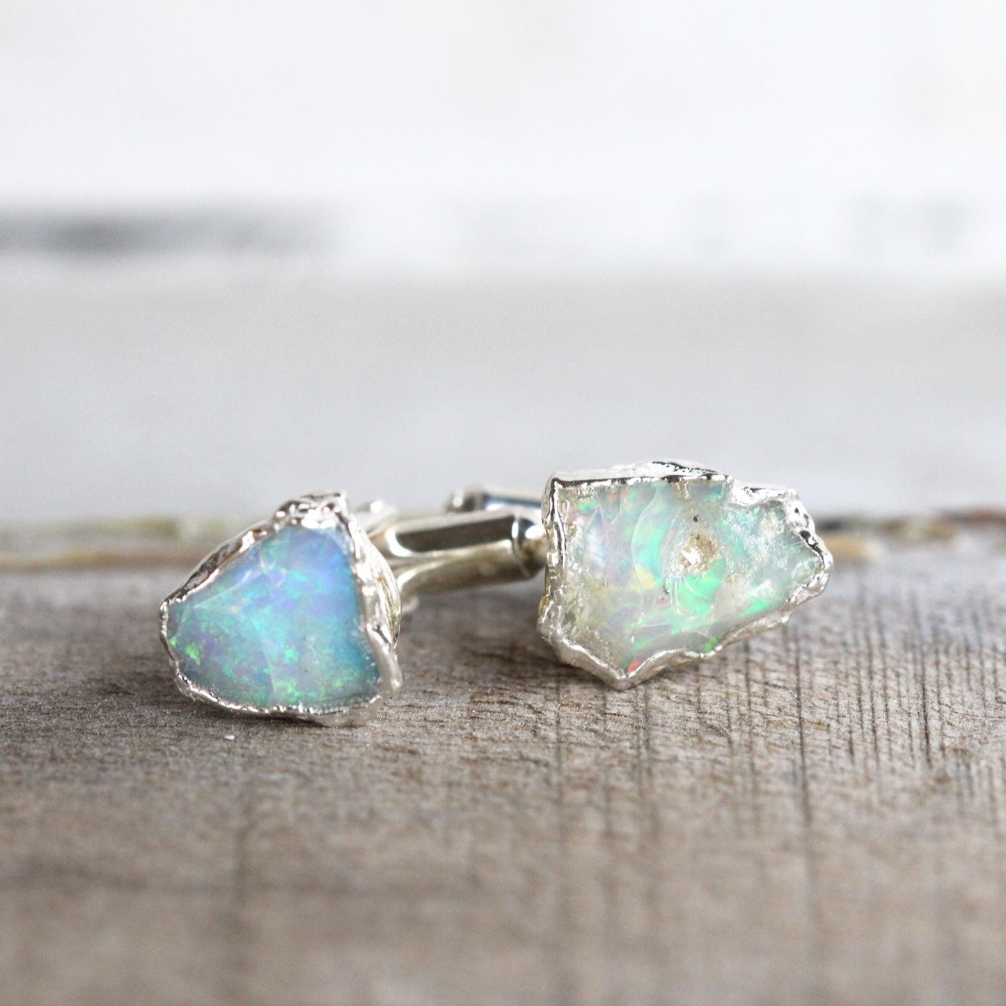 Opal Cuff Links - Groomsmen Gift - Raw Stone Jewelry for Men