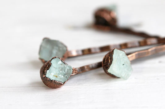 Aquamarine Bobby Pin - Bridal Hair Accessory - March Birthstone - Stone Hair Pin