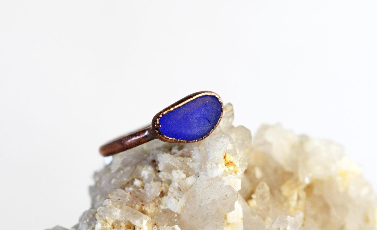 Sea Glass Ring - Beach Glass - Electroformed