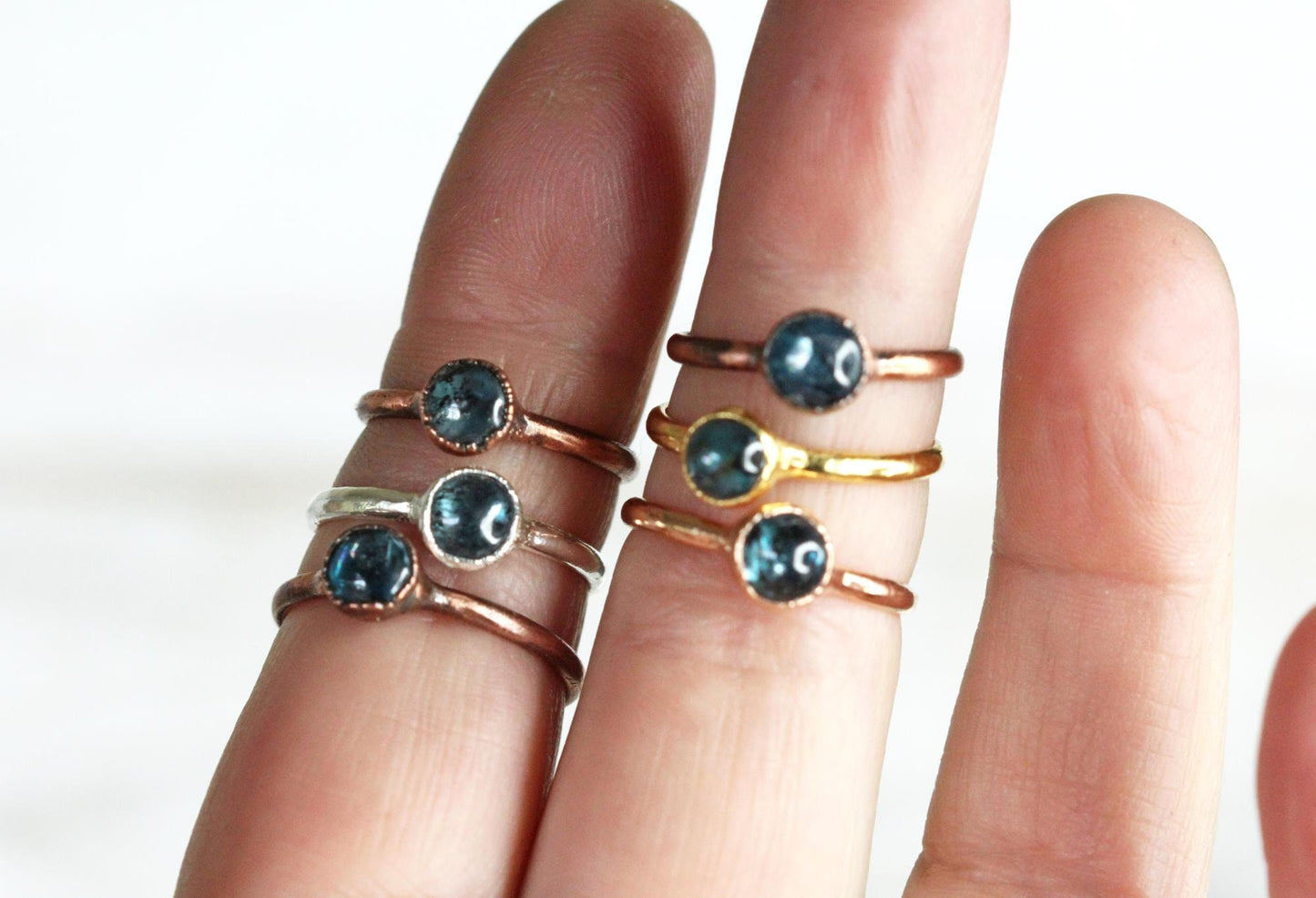 Moss Kyanite Ring - Stone Stacking Ring - Your Choice of Metal