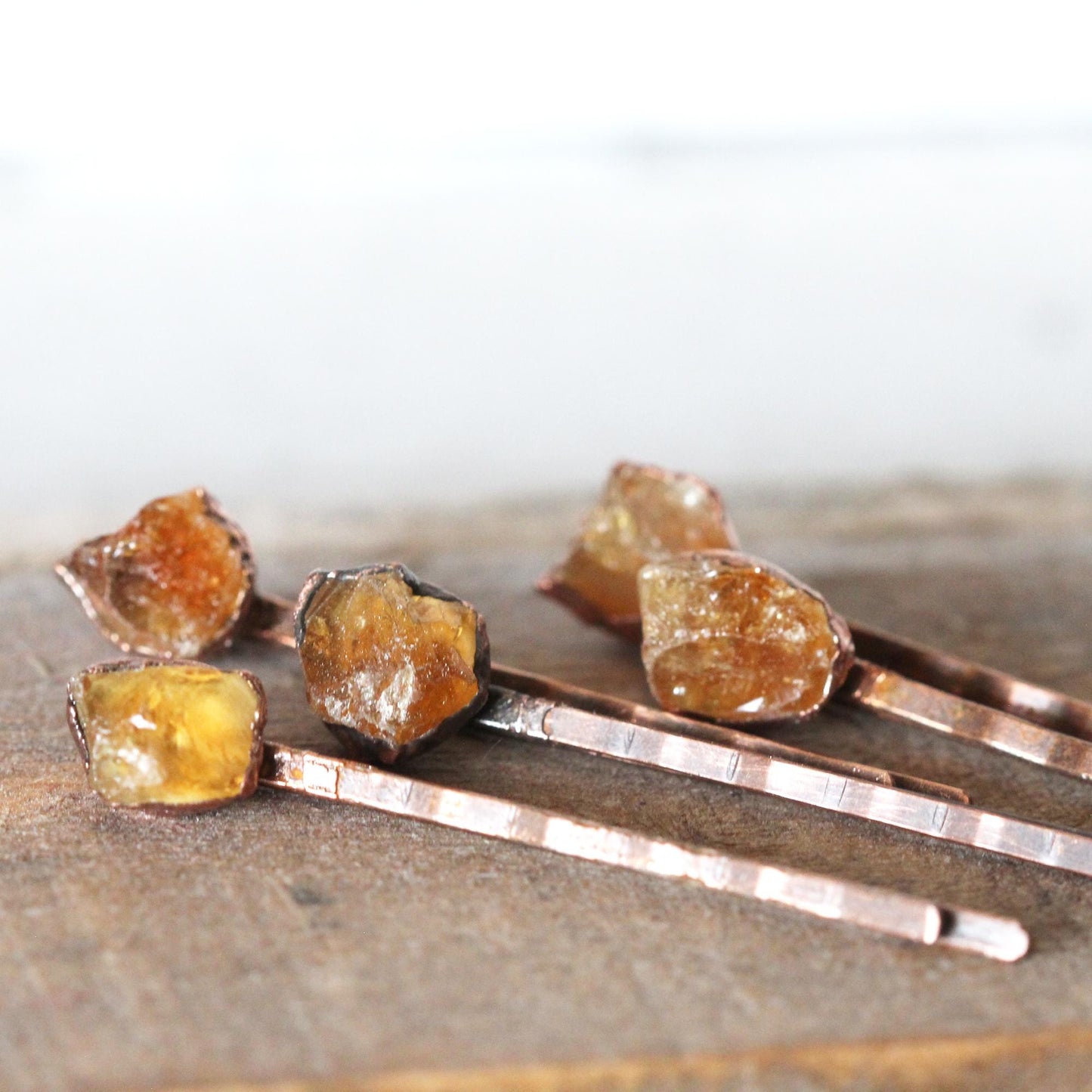 Raw Citrine Bobby Pin - Crystal Hair Jewelry - November Birthstone