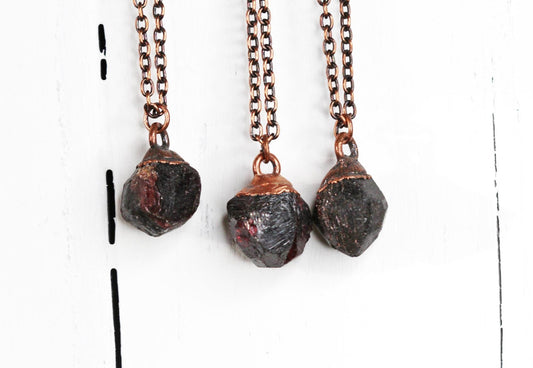 Garnet Necklace - Raw Garnet Pendant - Large Gemstone - January Birthstone - Raw Crystal Necklace