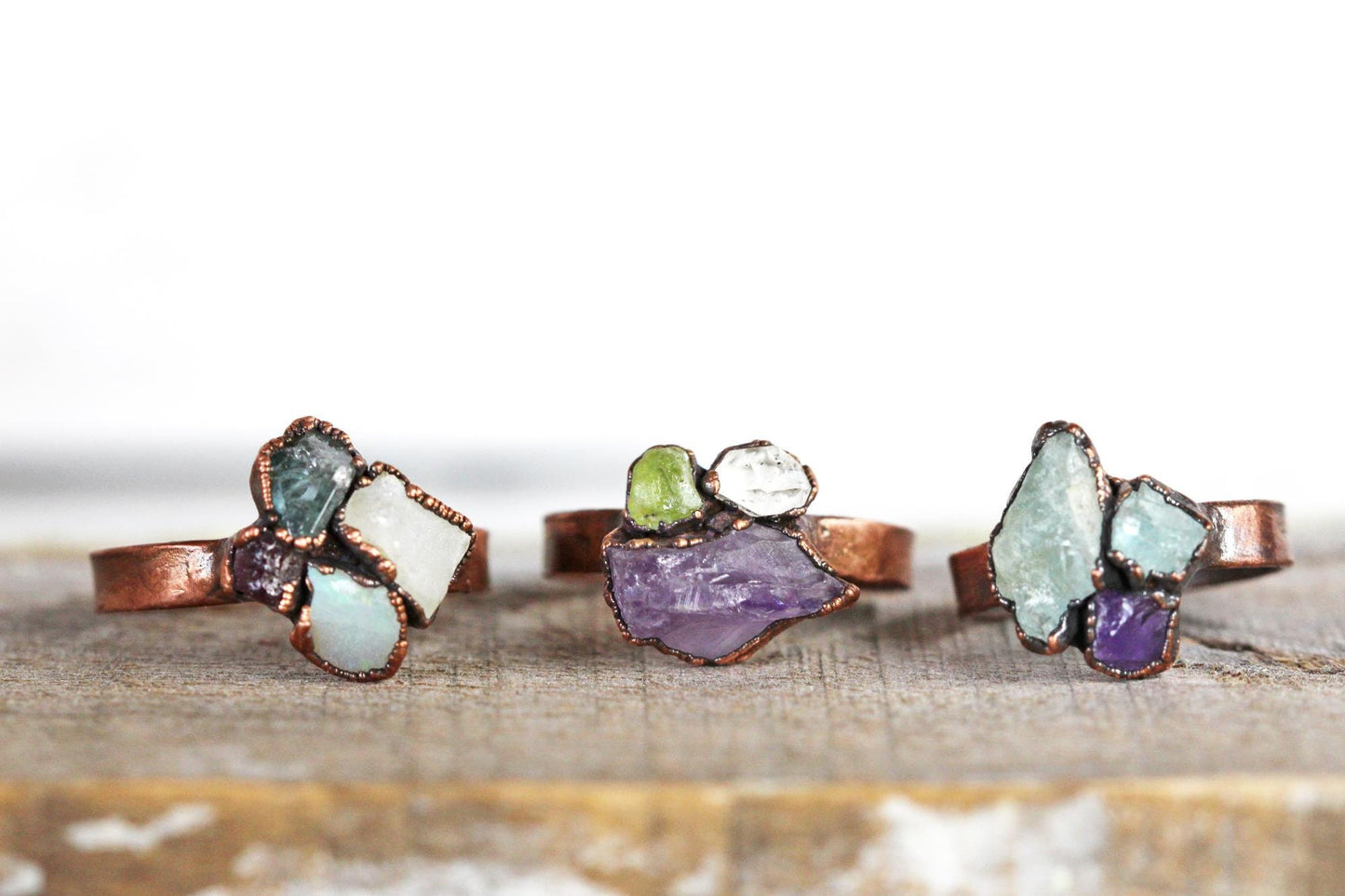 Custom Birthstone Ring - Wide Band Custom Ring - Personalized Gift for Mom - Raw Stone Cluster Ring - New Mother - Gift for Wife