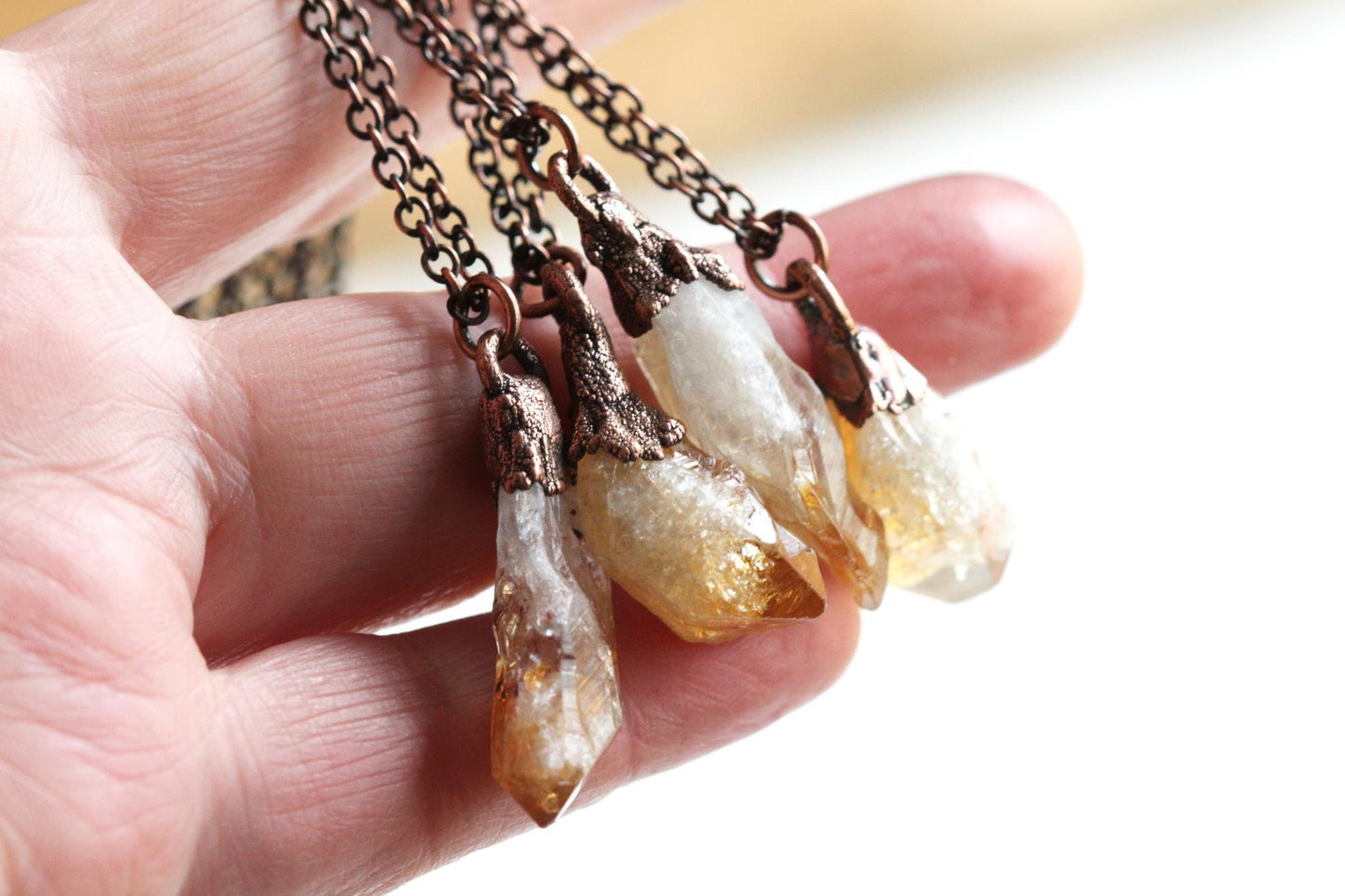 Citrine Pendant - Raw Crystal Necklace - November Birthstone - Simple Layering Necklace - Raw Citrine Pendant