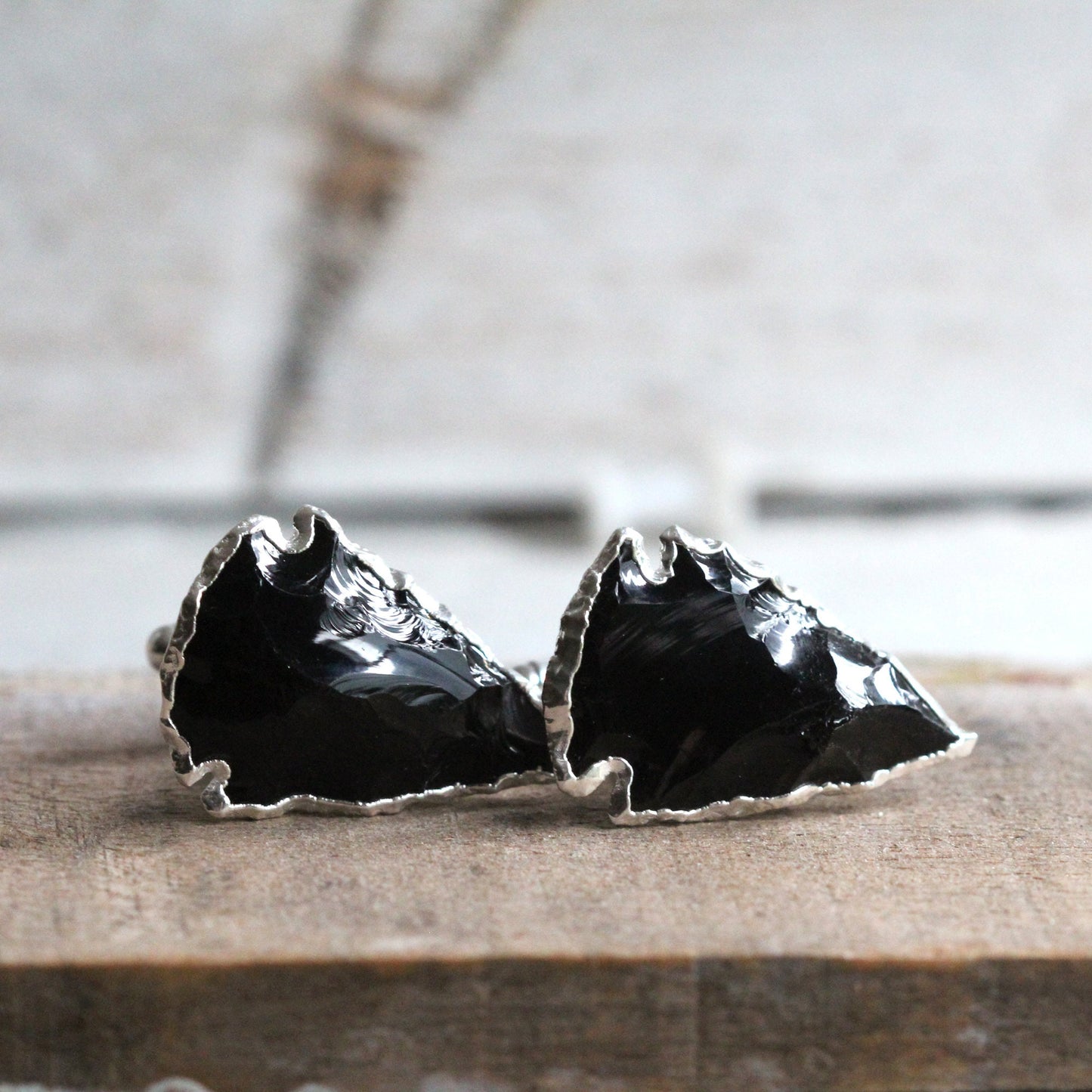 Crystal Cuff Links - Black Obsidian Cufflinks - Groomsmen Gift