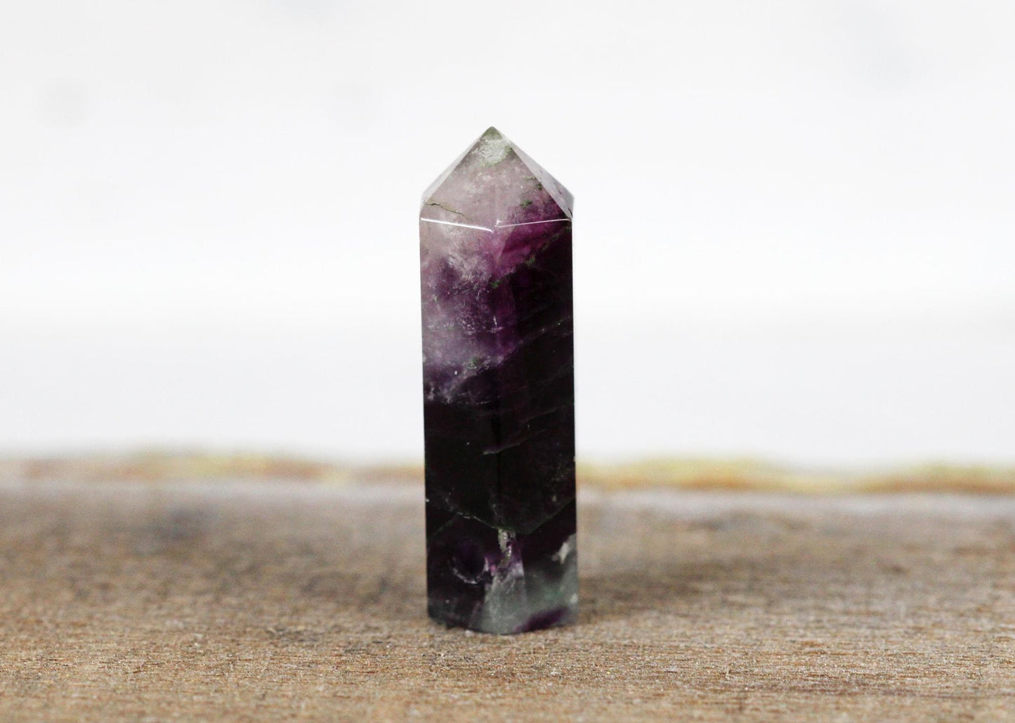 Rainbow Fluorite Necklace - Fluorite Point Pendant - Silver Layering Necklace