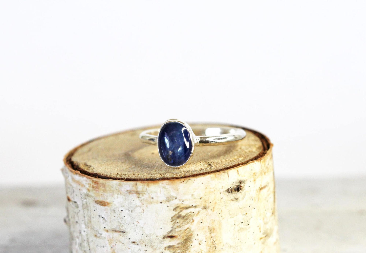 Polished Kyanite Ring - Blue Crystal Jewelry - Electroformed