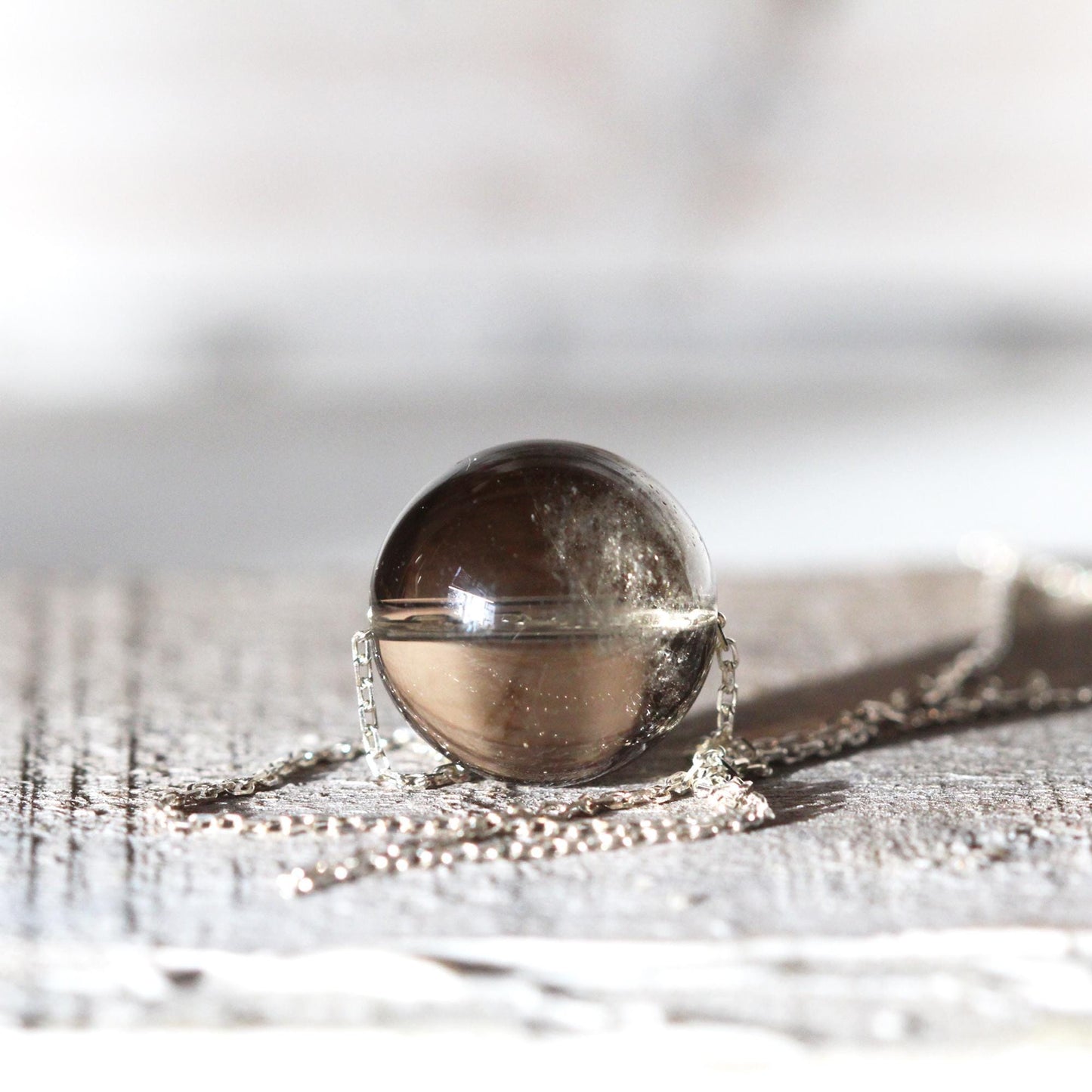 Smoky Quartz Necklace - Crystal Pendant - Crystal Sphere