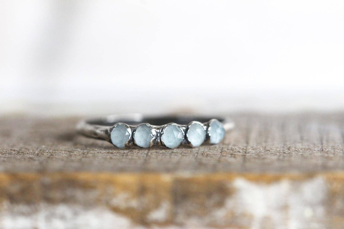 Aquamarine Ring - March Birthstone Jewelry - Multi Stone Stacker