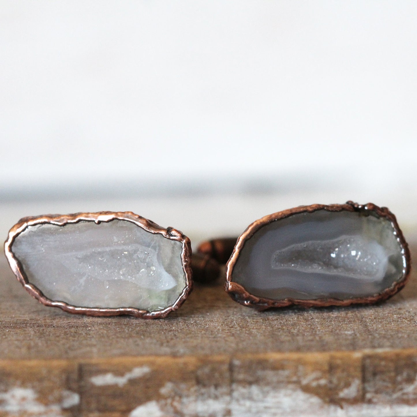 Geode Cuff Links - Groomsmen Gift - Raw Crystal Cufflinks