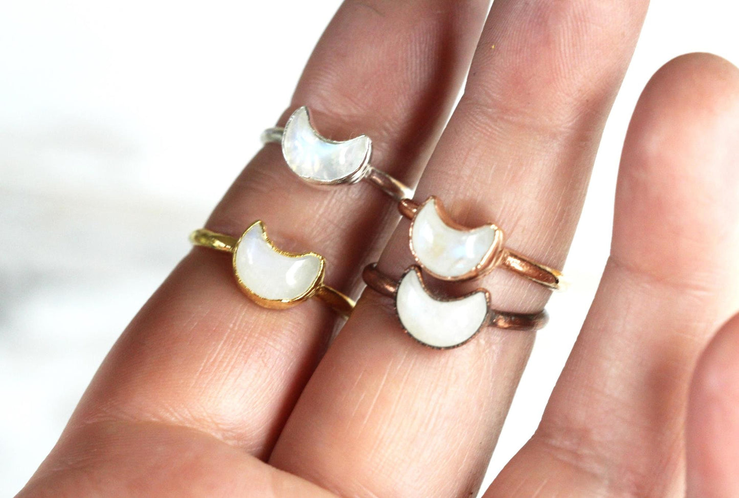 Moonstone Crescent Ring - Moon Phase Jewelry - Celestial
