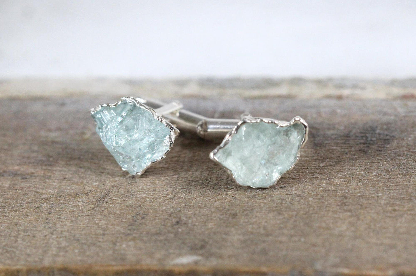 Aquamarine Cuff Links - Birthstone Cufflinks - March Birthstone - Graduation Gift - Crystal Cuff Links
