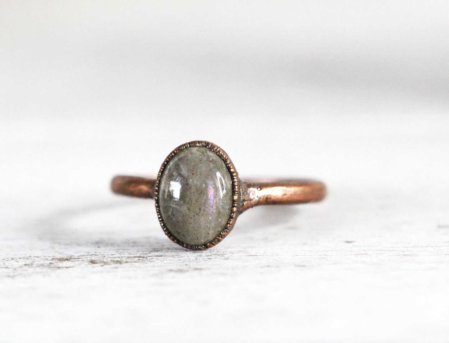 Labradorite Ring - Purple Labradorite Jewelry - Crystal Ring