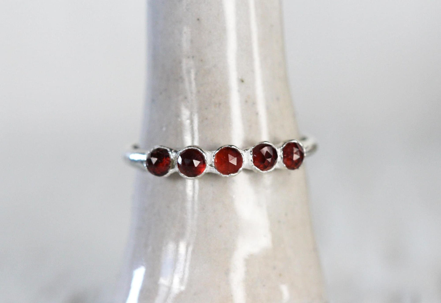 Garnet Ring - January Birthstone - Multi Stone Stacker
