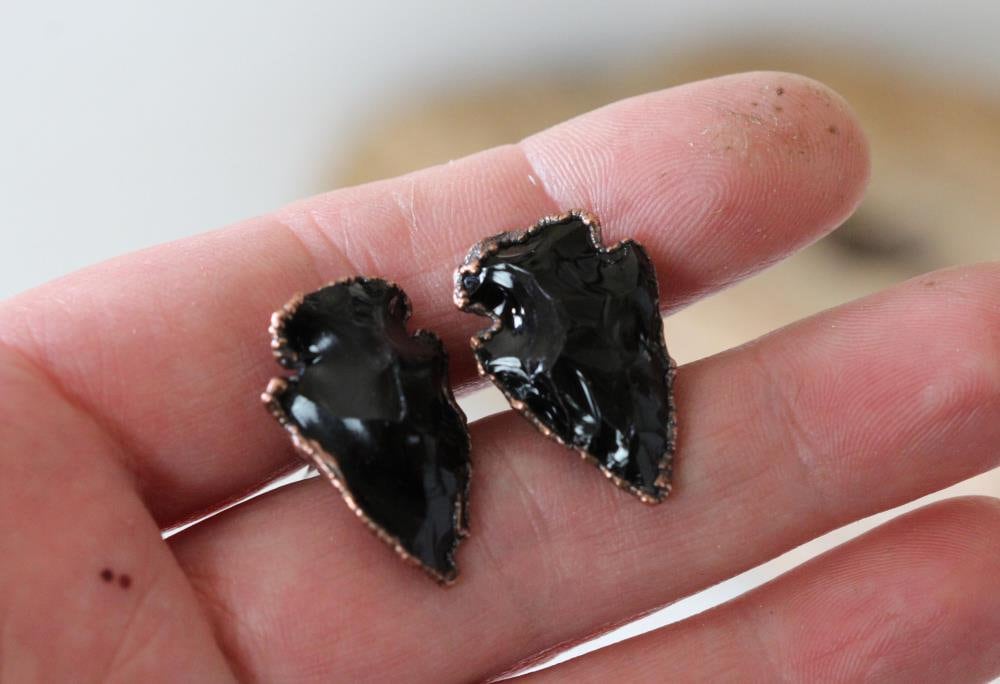 Crystal Cuff Links - Black Obsidian Cufflinks - Groomsmen Gift