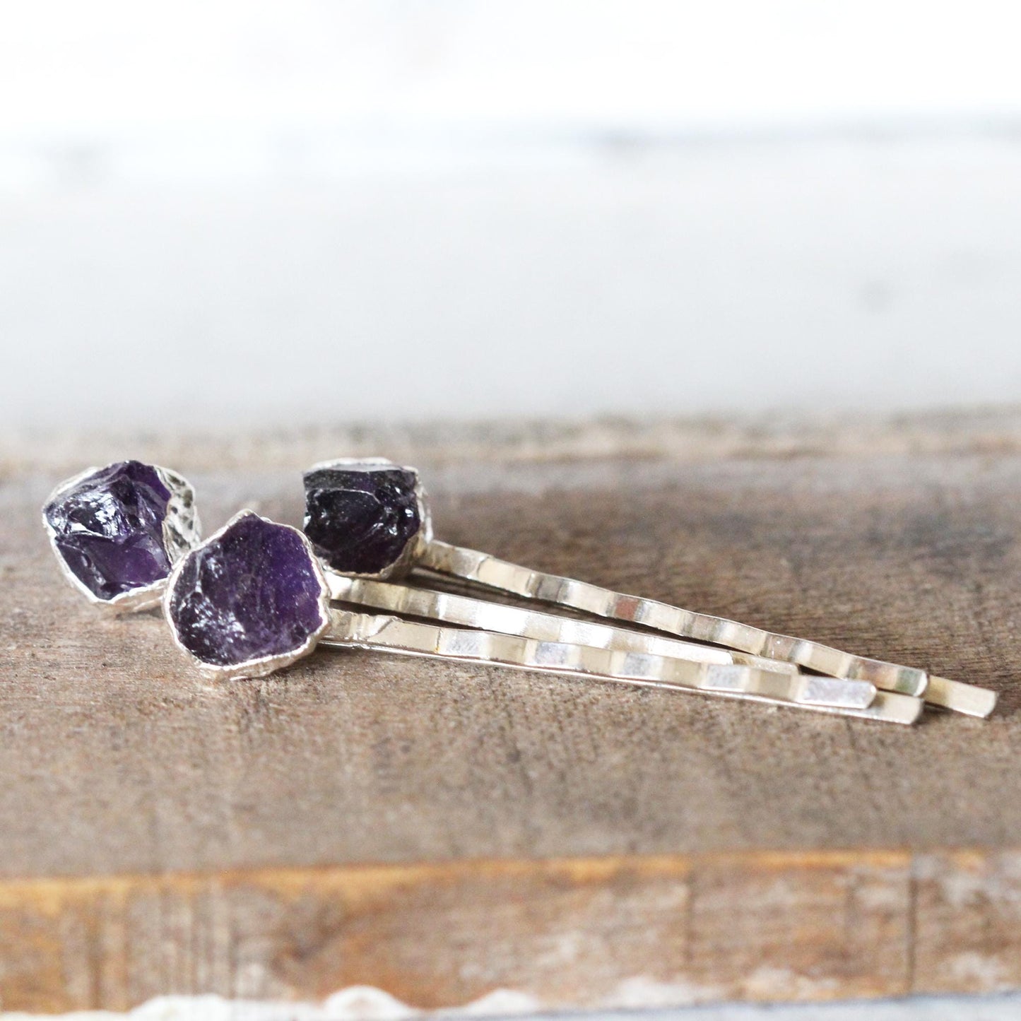Stone Bobby Pin - Amethyst Hair Pin - Crystal Hair Pin - Purple Crystal - Bridal Hair Accessory