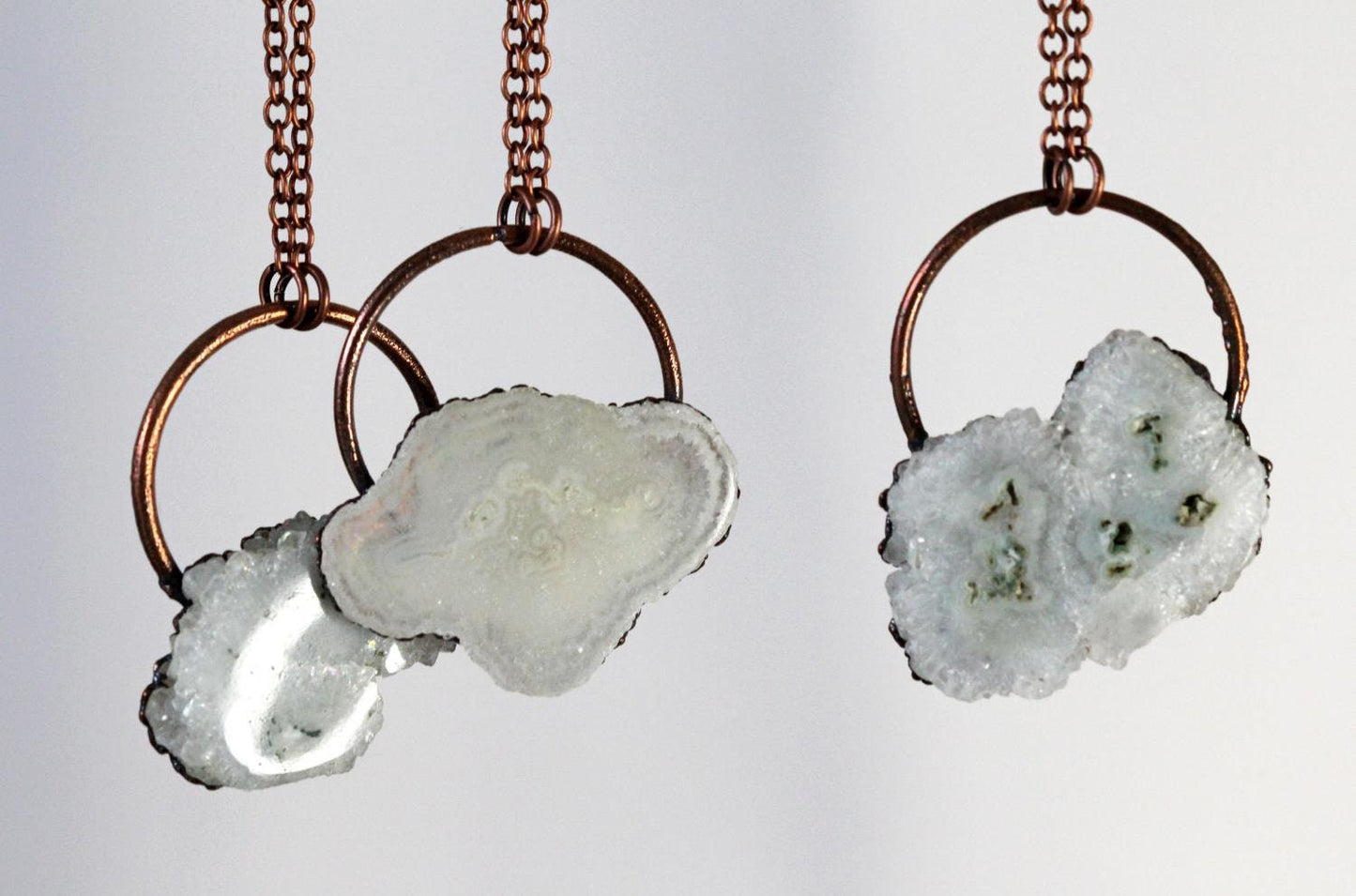 Solar Quartz Necklace - Stalacite Pendant - Stone Slice - Electroformed Jewelry