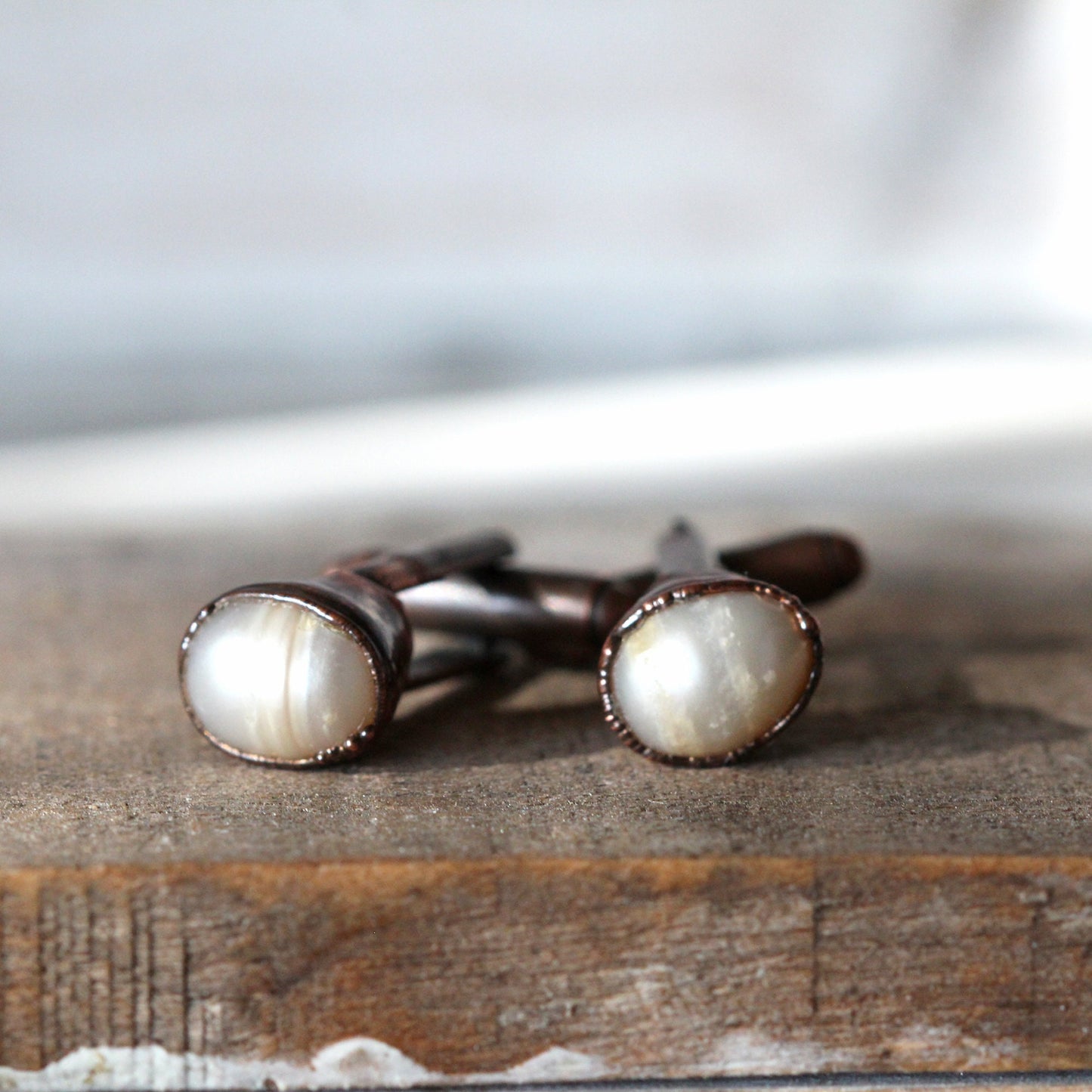 Pearl Cuff Links - Birthstone Cufflinks - June Birthstone - Graduation Gift