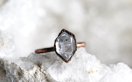Herkimer Diamond Ring - Alternative Promise Ring - April Birthstone