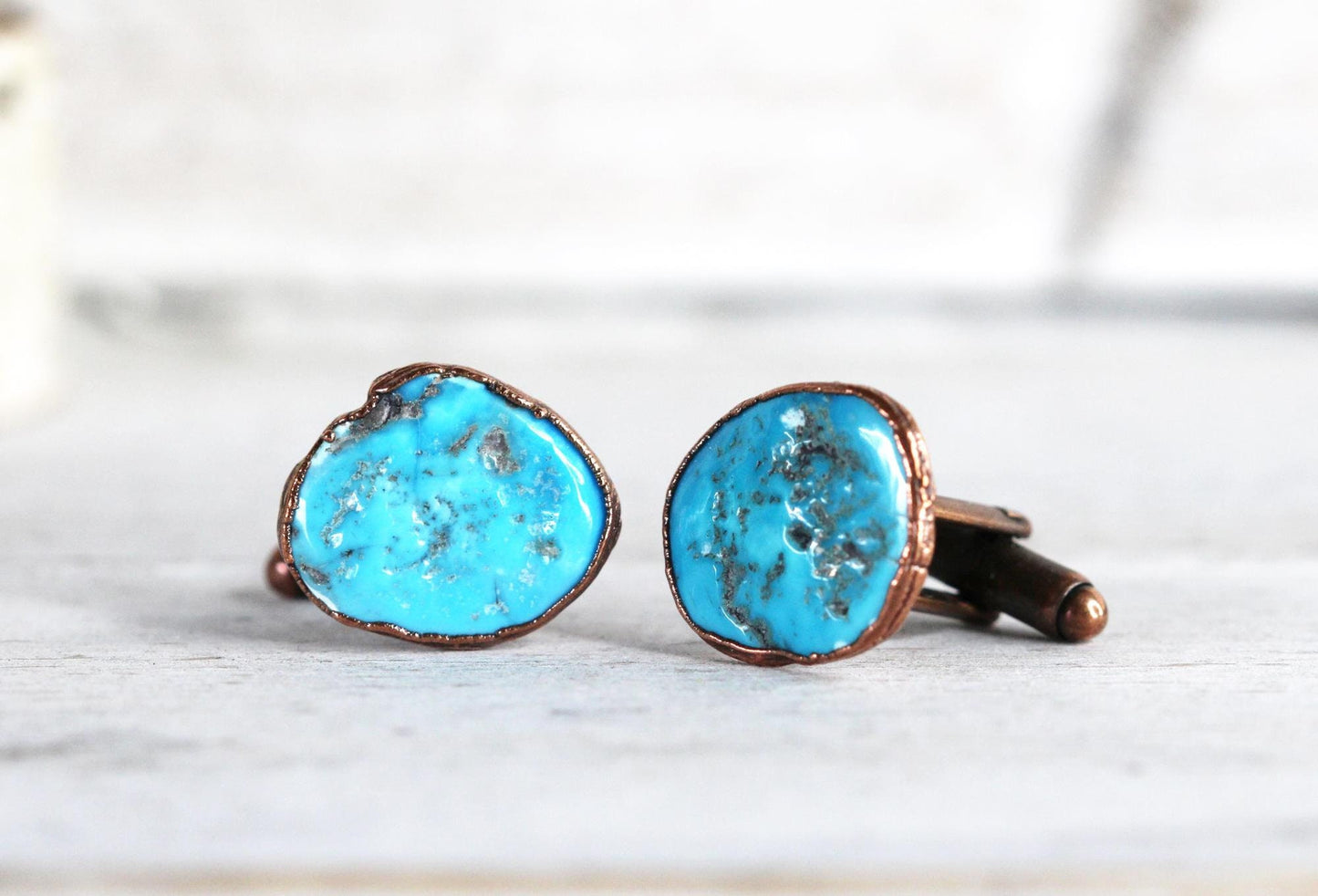 Turquoise Cuff Links - Groomsmen Gift - Stone Jewelry for Men - Stone Cufflinks
