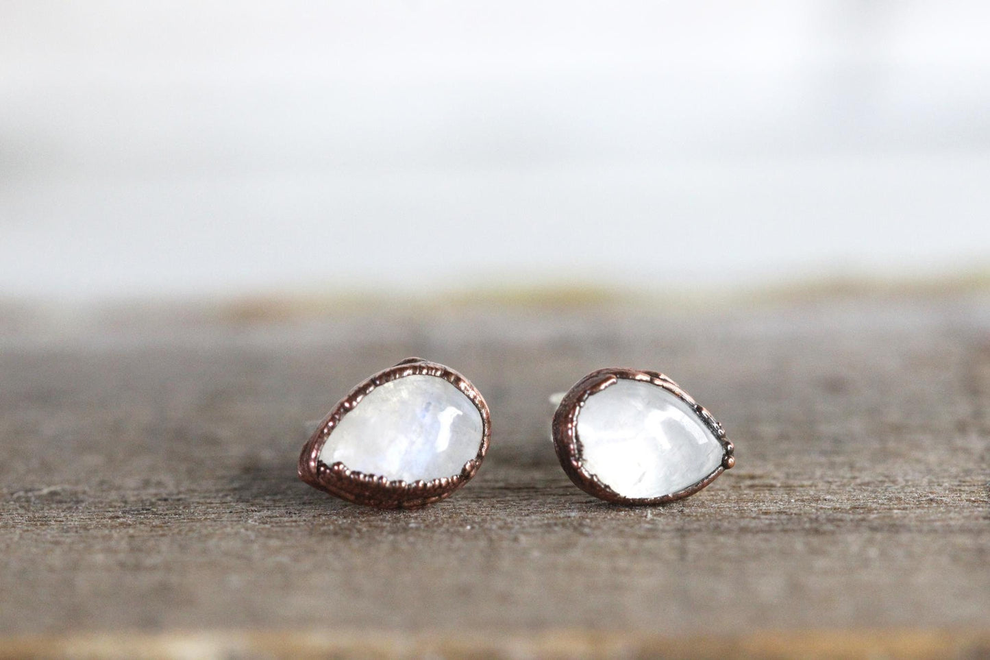 Moonstone Earrings - Stone Studs - Sterling Silver Earrings - Bridal Jewelry