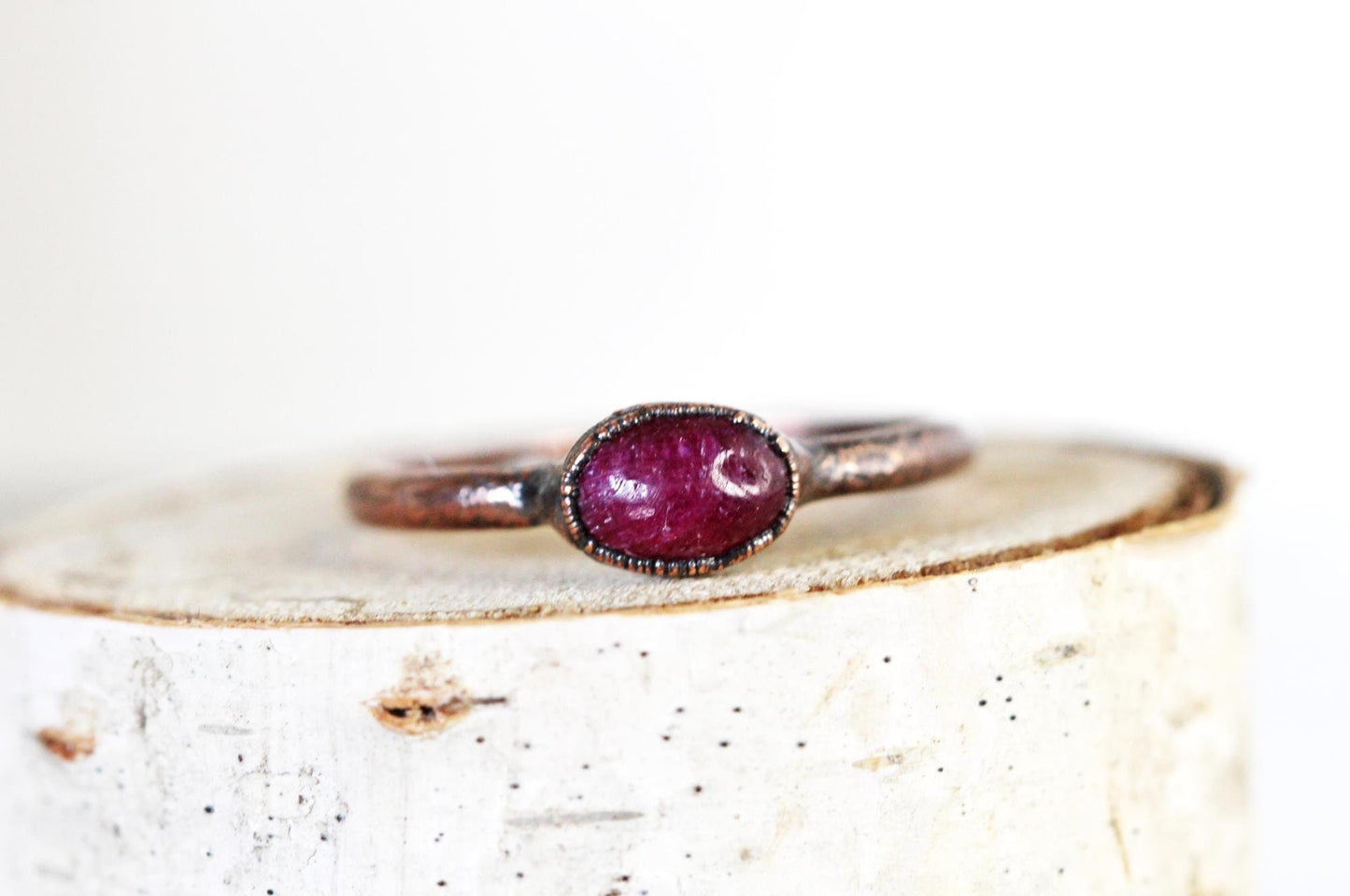 Ruby Ring - Electroformed Jewelry - Untreated Stone