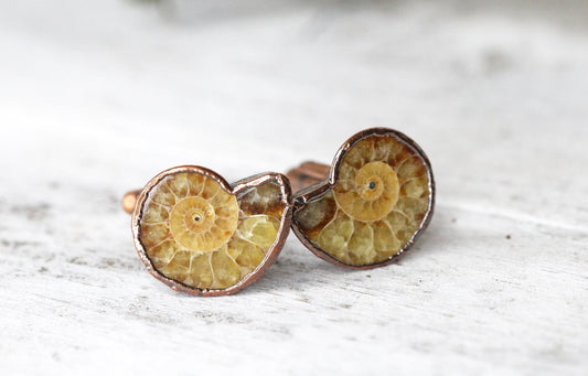 Ammonite Cufflinks - Groom Cufflinks - Groomsmen Gift - Father's Day Gift