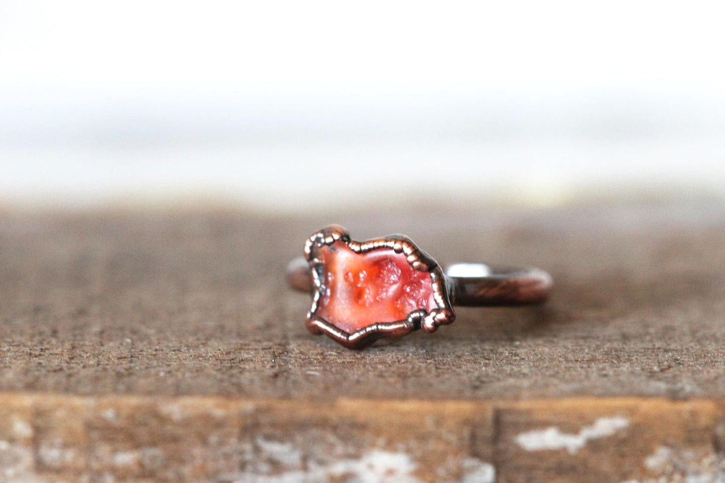 Mexican Fire Opal Ring - October Birthstone Gift - Orange Opal
