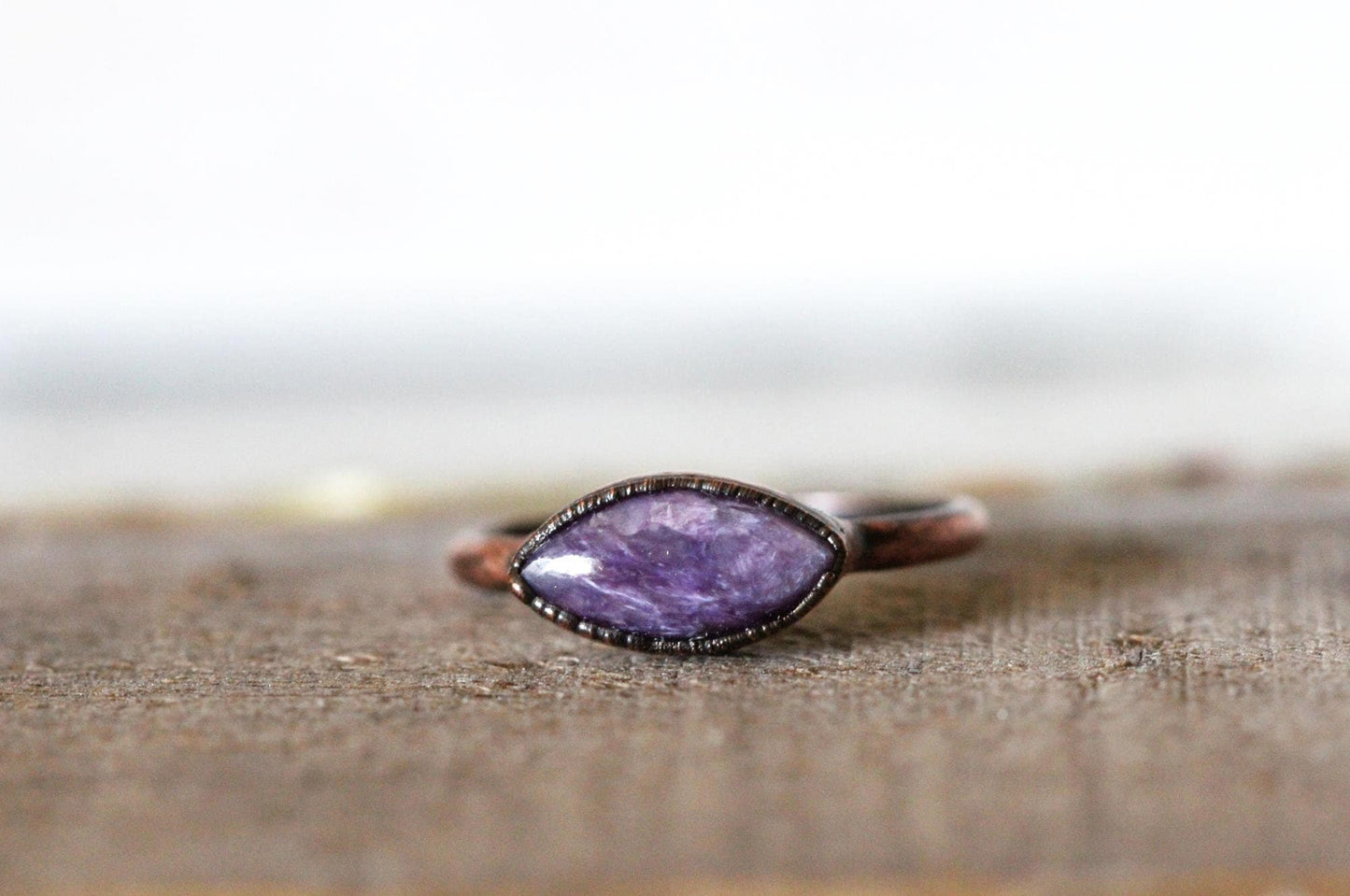 Charoite Ring - Natural Purple Stone - Stone Stacking Jewelry