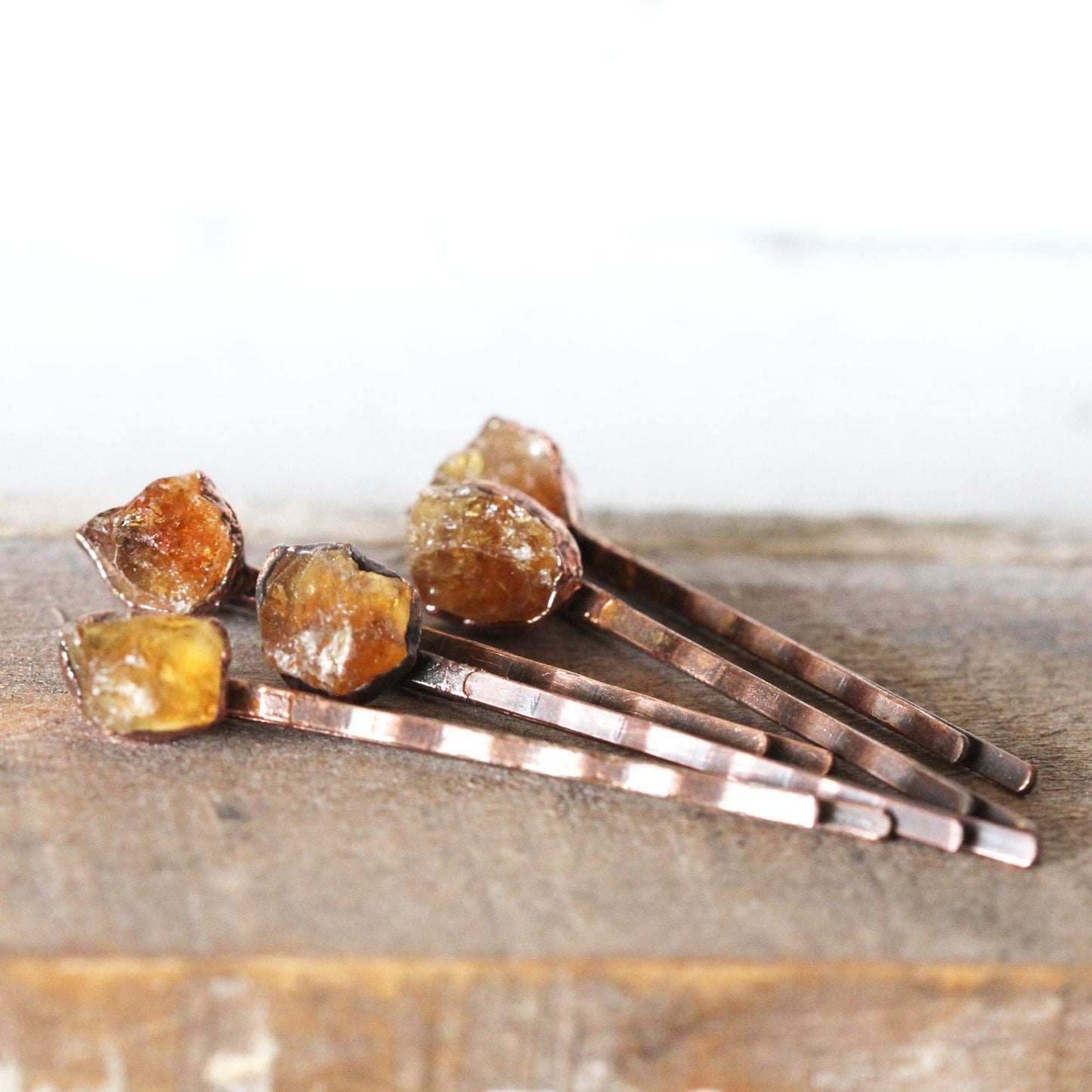 Raw Citrine Bobby Pin - Crystal Hair Jewelry - November Birthstone