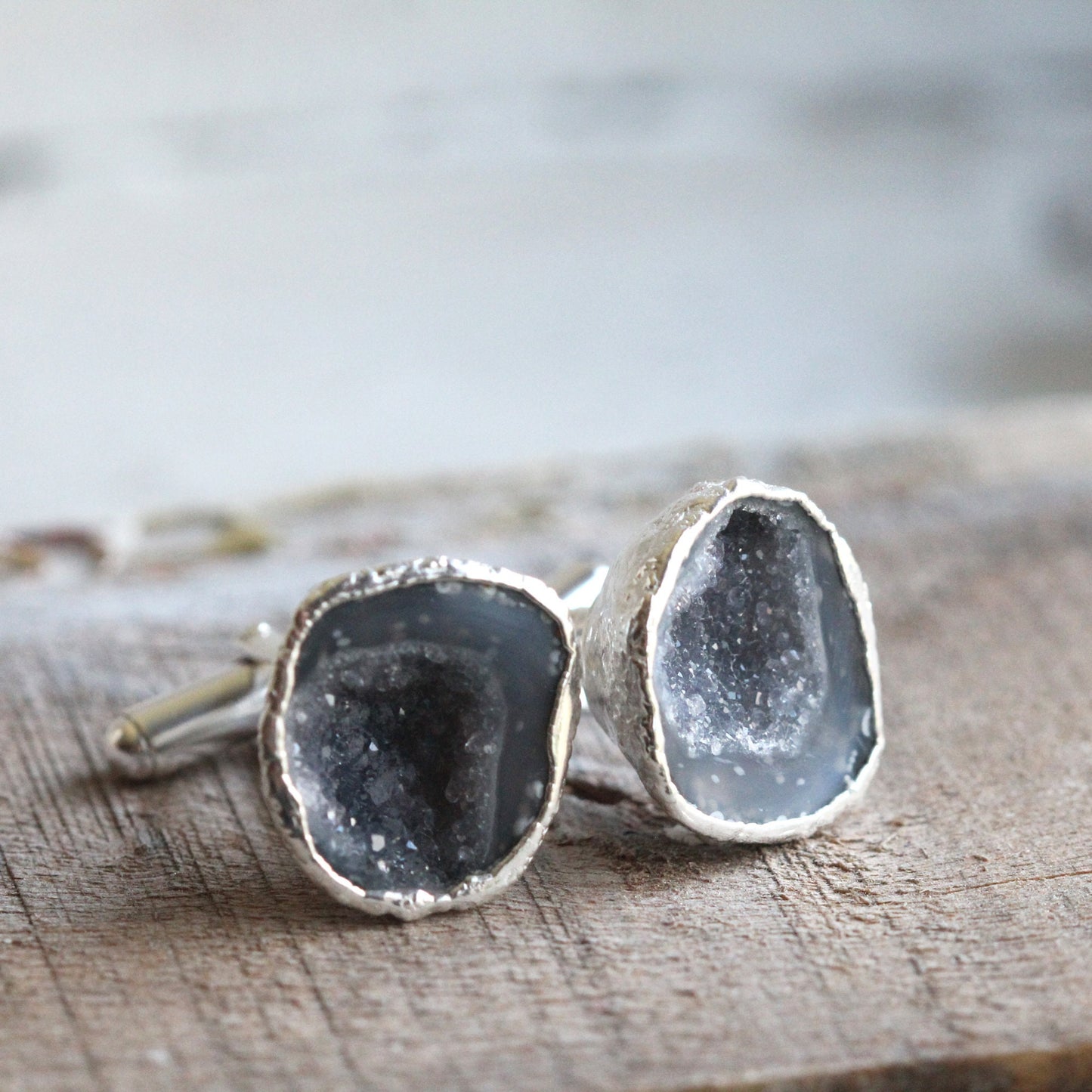 Geode Cuff Links - Amethyst Tobasco Geode - Groomsmen Gift - Raw Crystal Cufflinks
