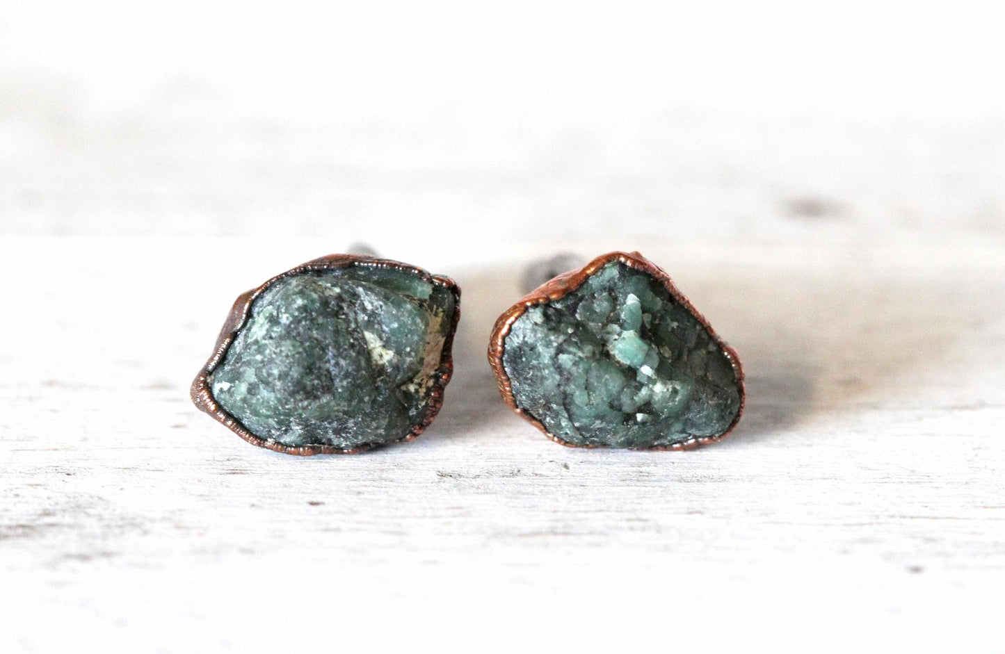 Emerald Cuff Links - Groomsmen Gift - Raw Stone Jewelry for Men