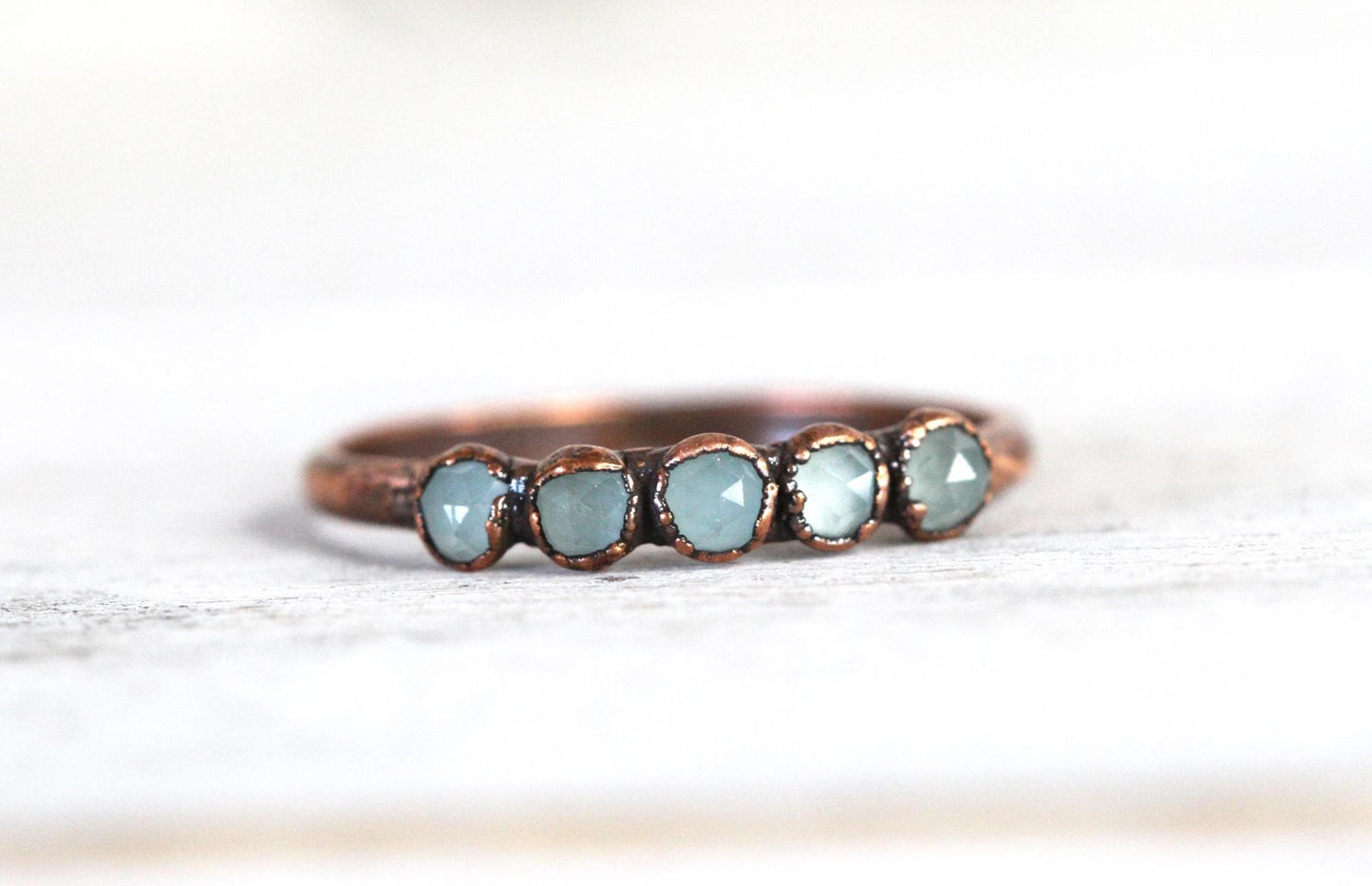 Aquamarine Ring - March Birthstone Jewelry - Multi Stone Stacker