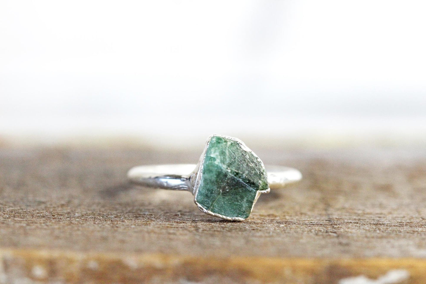Raw Emerald Ring - May Birthstone Jewelry - Natural Stone Ring