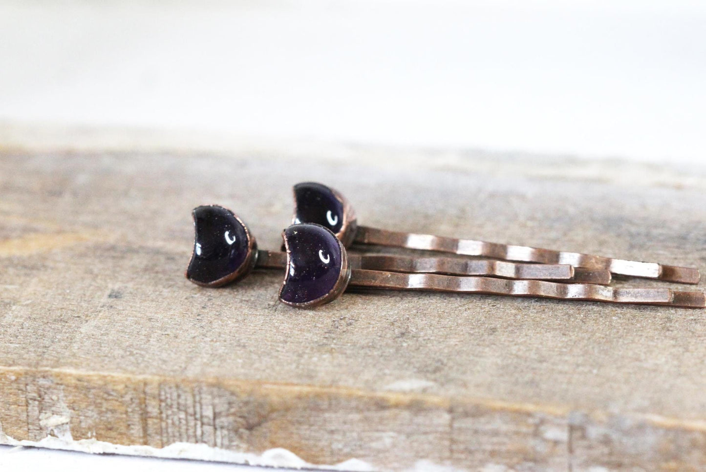 Amethyst Bobby Pin - Crescent Moon Hair Pin - Crystal Hair Pin