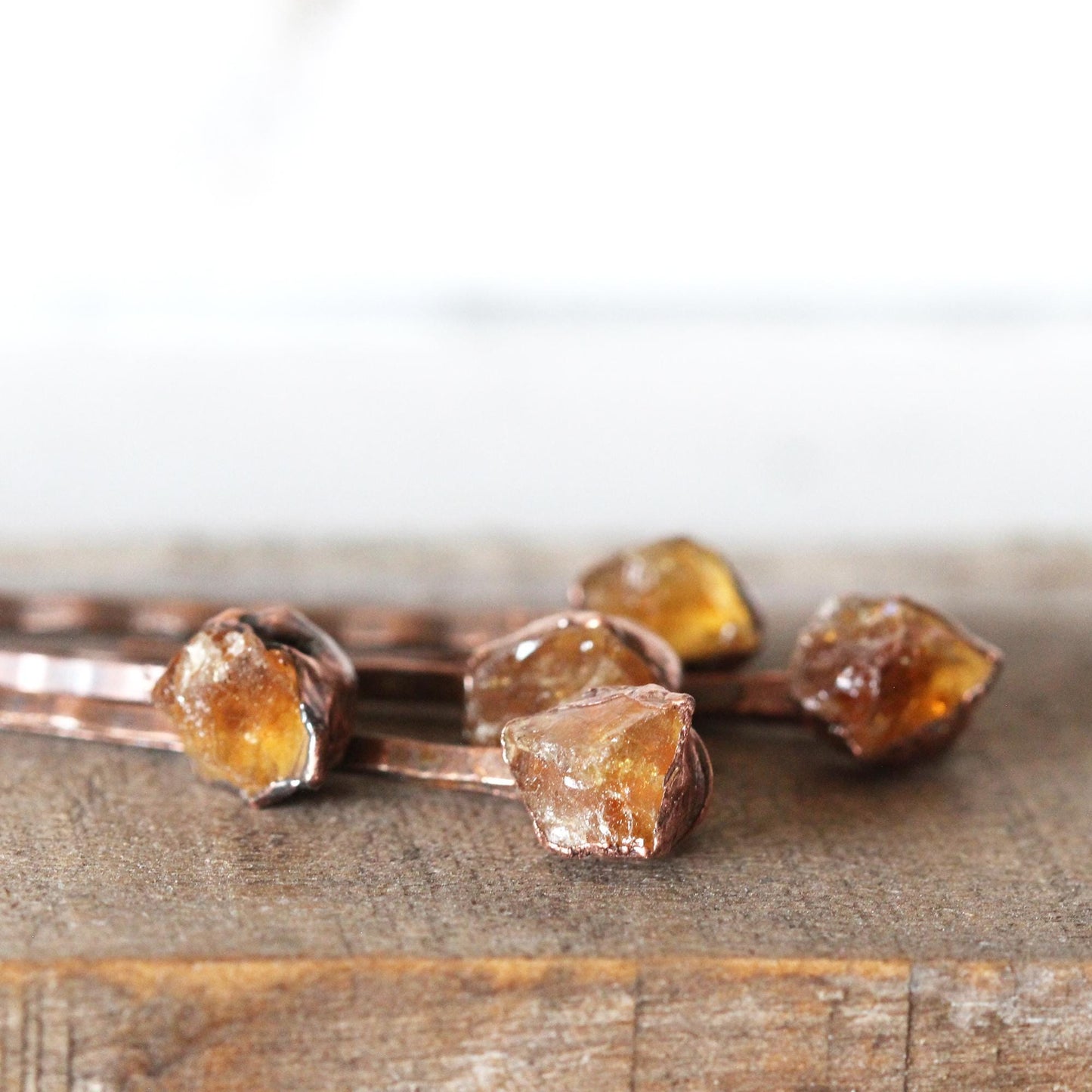 Raw Citrine Bobby Pin - Crystal Hair Jewelry - November Birthstone