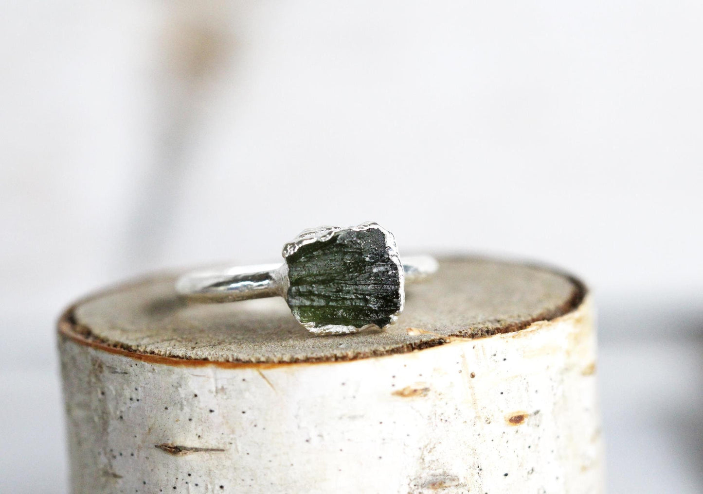 Moldavite Ring - Geekery Gift - Tektite Jewelry