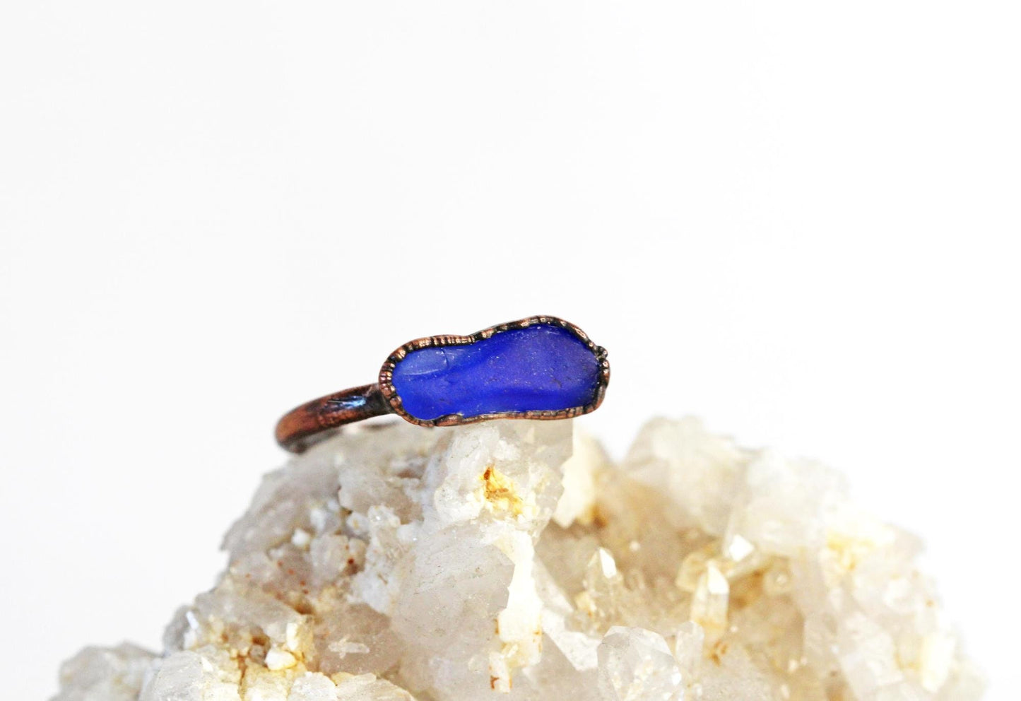 Sea Glass Ring - Beach Glass - Electroformed