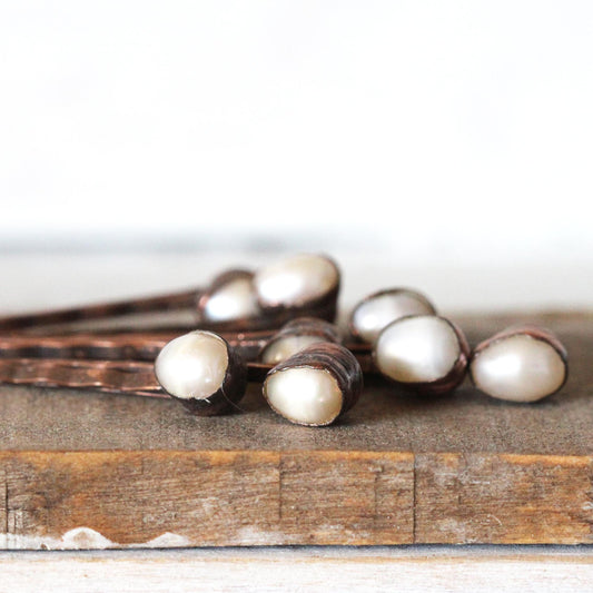 Pearl Bobby Pin - June Hair Pin - Pearl Hair Jewelry - Bridal Hair Accessory - Copper Hair Pin