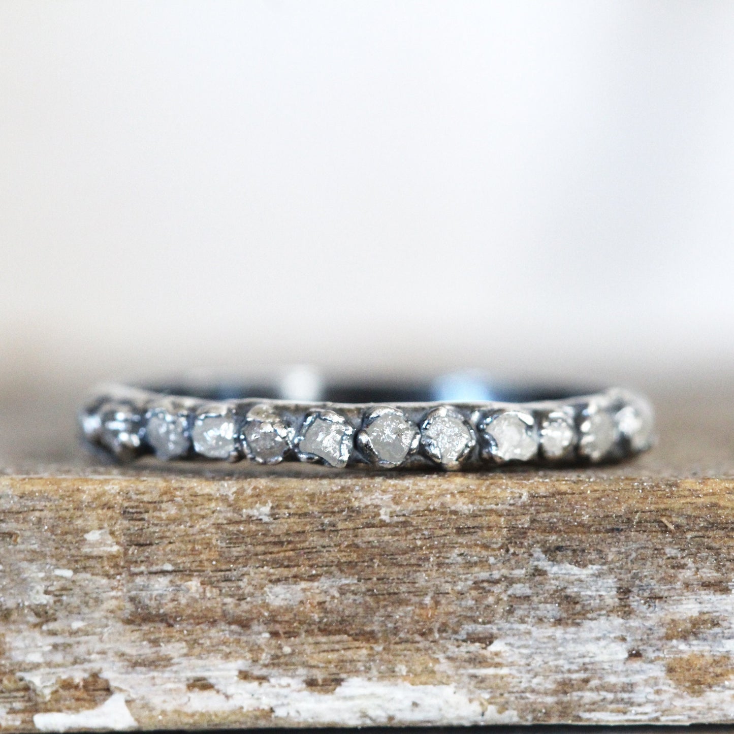 Raw Diamond Ring - Skinny Diamond Ring - Anniversary Gift - Conflict Free