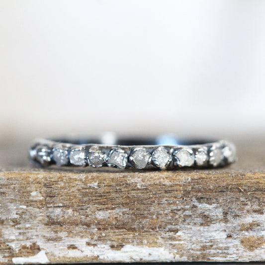 Raw Diamond Ring - Skinny Diamond Ring - Anniversary Gift - Conflict Free