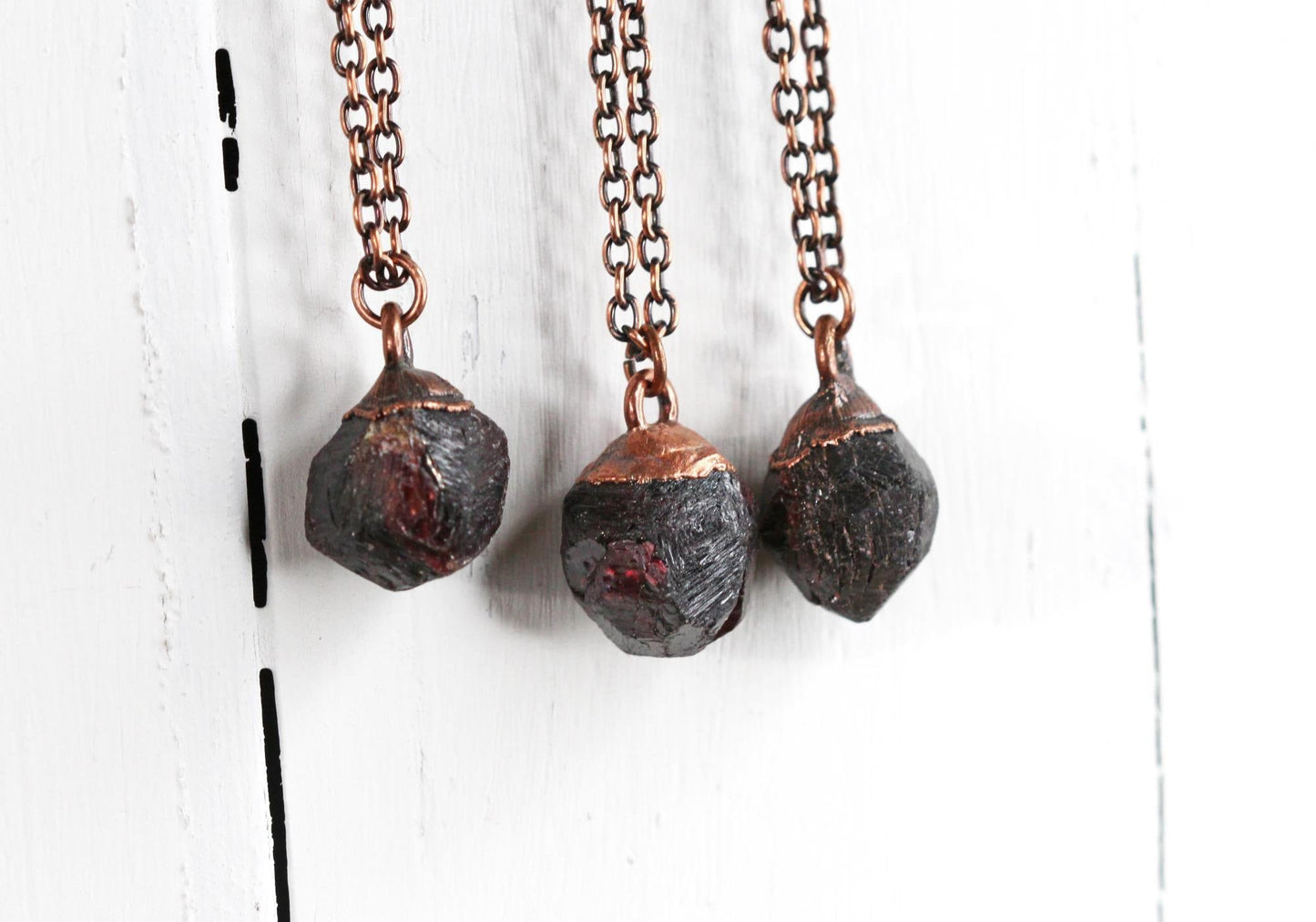 Garnet Necklace - Raw Garnet Pendant - Large Gemstone - January Birthstone - Raw Crystal Necklace
