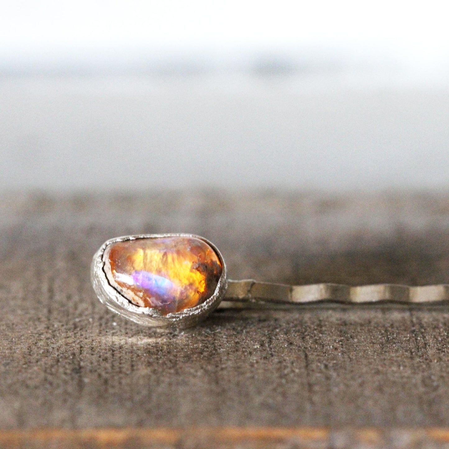 Opal Hair Pin - Mexican Opal Bobby Pin - Silver Hair Jewelry