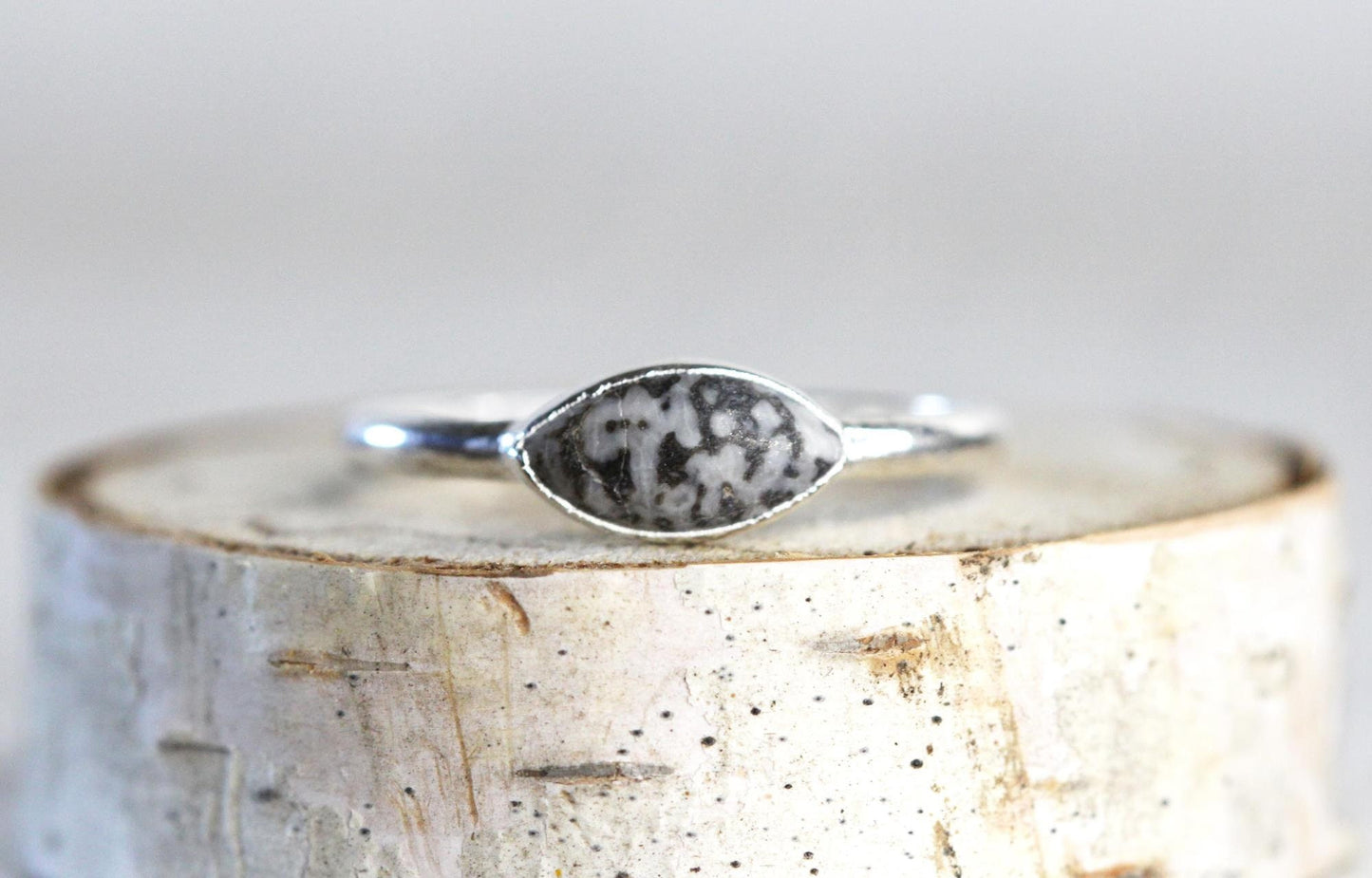 Fossilized Coral Ring - Stacking Ring - Electroformed Jewelry
