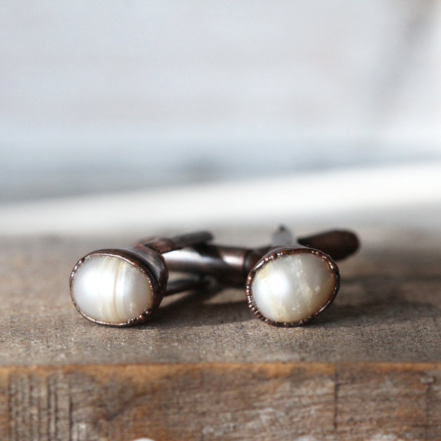 Pearl Cuff Links - Birthstone Cufflinks - June Birthstone - Graduation Gift