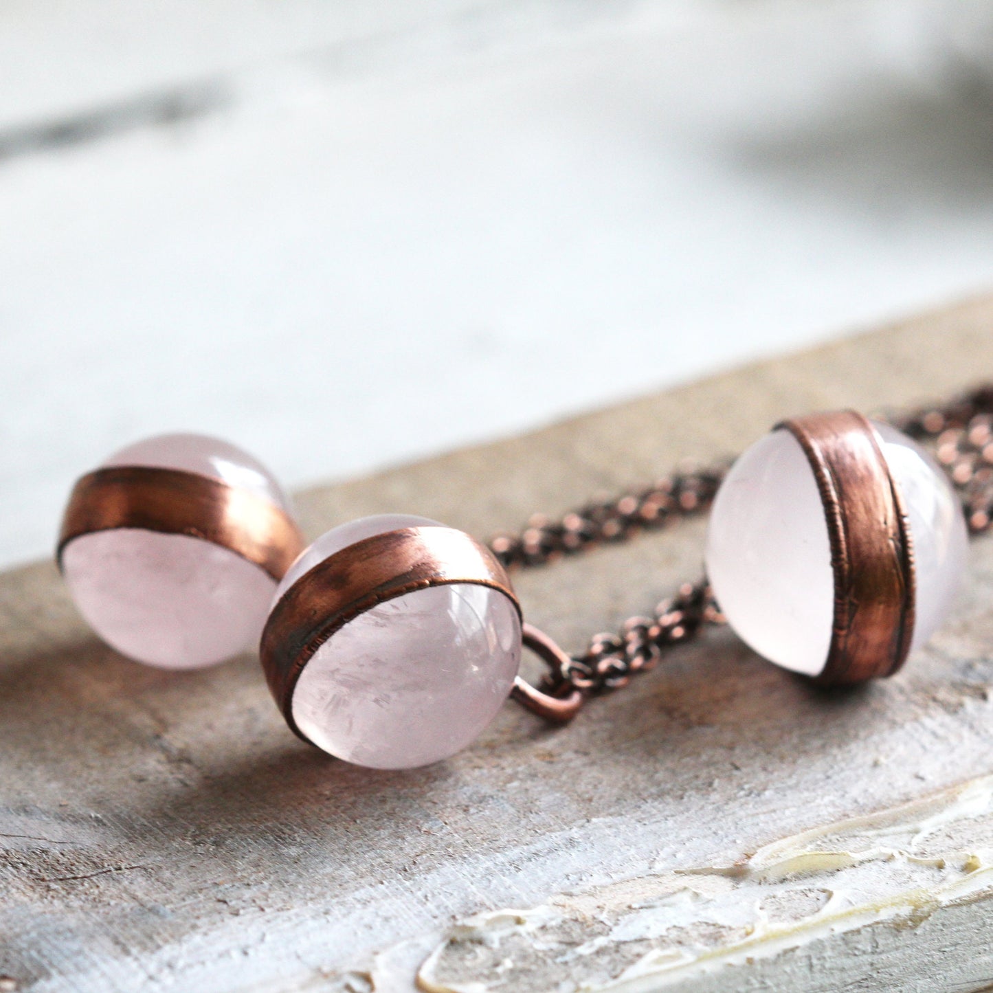 Rose Quartz Orb Necklace - Quartz Sphere Pendant - Pink Crystal Orb - Large Stone Layering Necklace