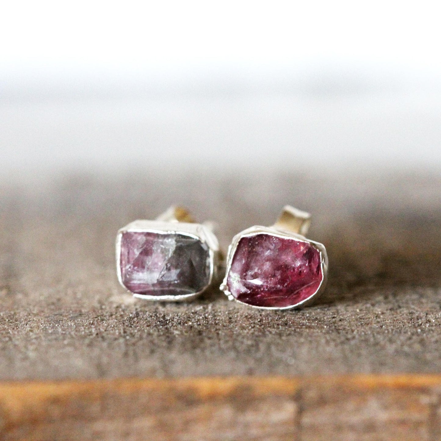 Tourmaline Earrings - Mismatched Stone Studs - Stone Post Earrings