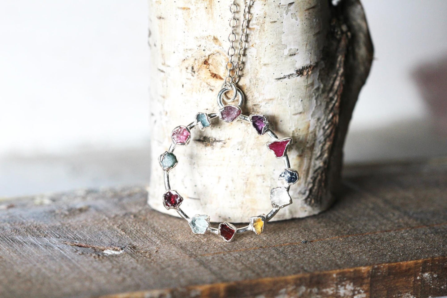 Personalized Mothers Day Necklace - Gift for Mom - Raw Crystal Pendant - Birthstone Necklace