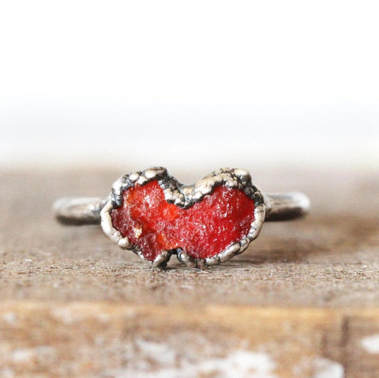 Mexican Fire Opal Ring - October Birthstone Gift - Orange Opal